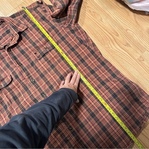 Carhartt 2XL Tall Long Sleeve Orange Red Plaid Button Up Flannel Cotton Shirt - Picture 6 of 8